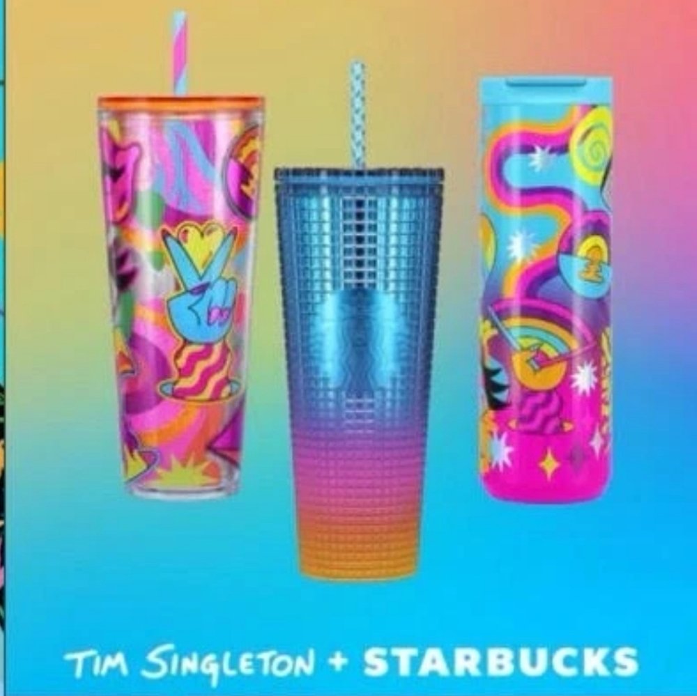 Starbucks 24oz. Cold Cup Artist Collab,‎ Multi-Color Graphic By Tim Singleton